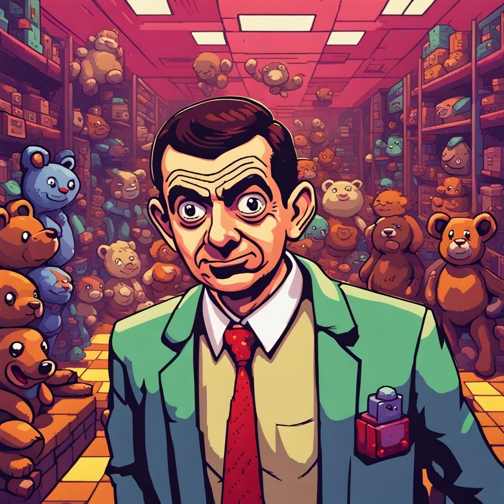 Mr. Bean's Retro MMORPG Teddy Quest in Pixel Art