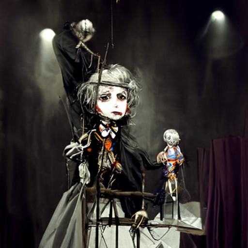 Horror Marionette in Dark Engraving Style