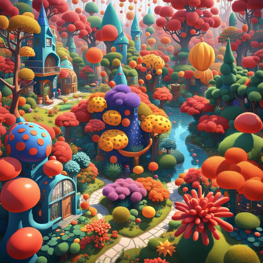 Botanical Town Inspired by Surrealist Art