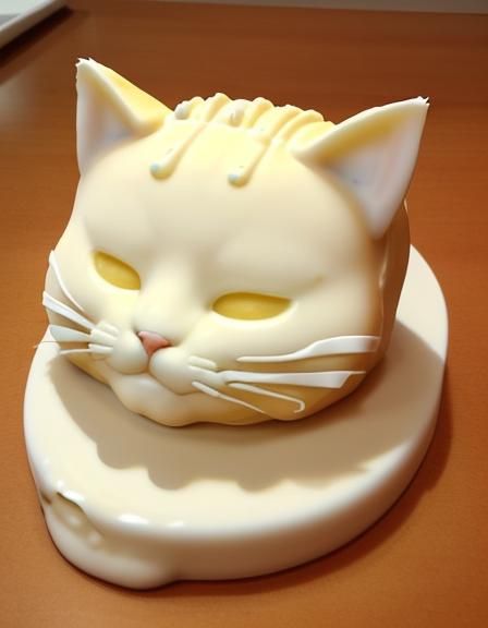 Melting Butter Sculpture of a Cat
