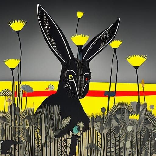 Giant Bunny Kaiju in Urban Dreamscape: Surrealist Art