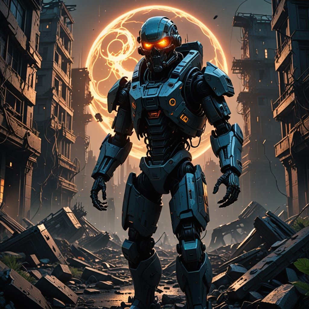 Forgotten City: Lone Figure with Glowing Orb