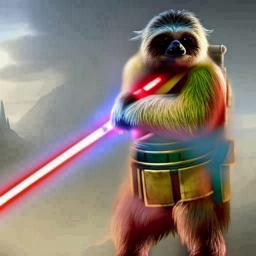 Jedi Sloth with Double Lightsabers