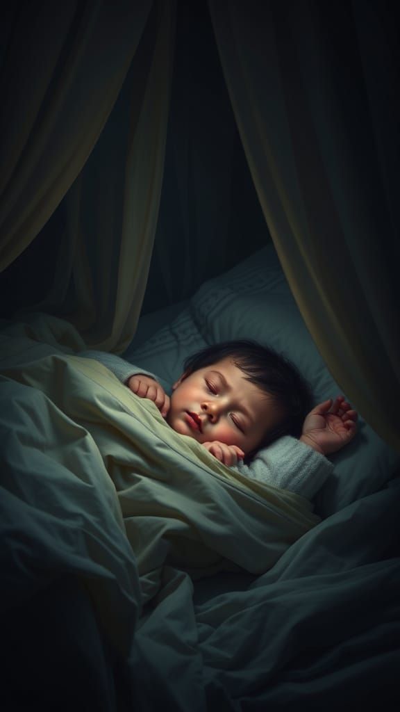 Peaceful Baby As Matte Painting Concept Art