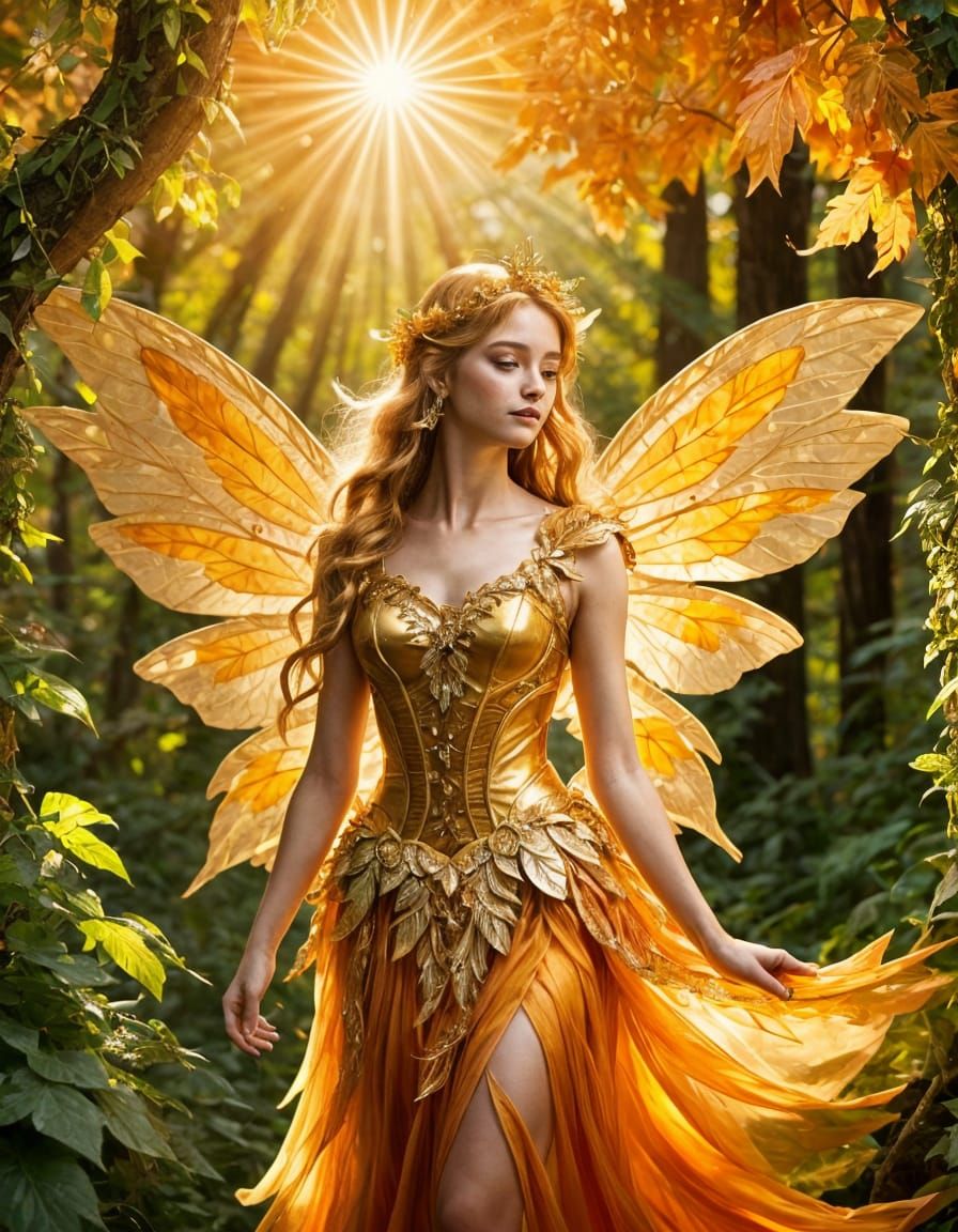 Radiant Woodland Fairy Dancing in Sunshine
