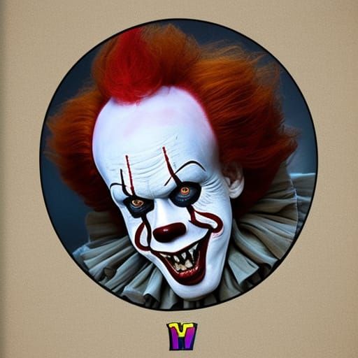 Terrifying Pennywise Clown Monster in Digital Painting