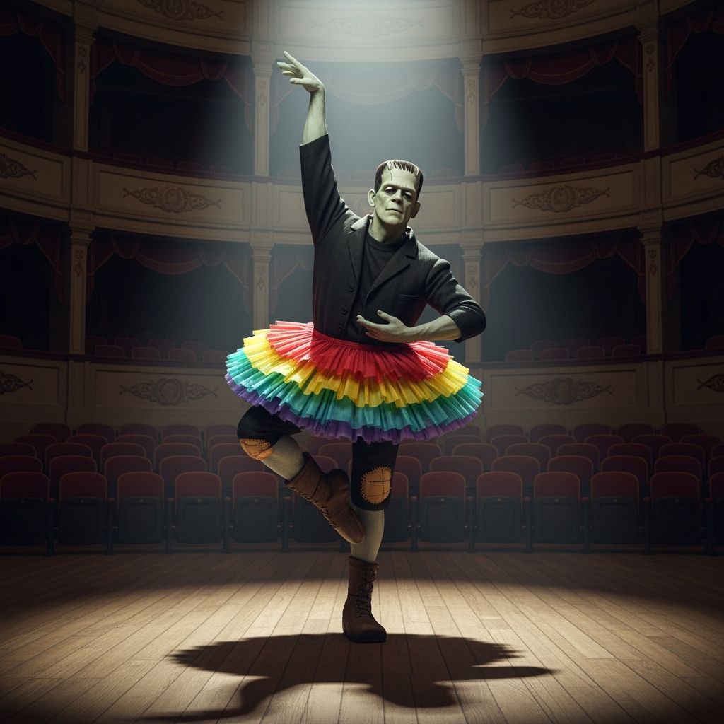 Frankenstein's Monster as Ballerina in Rainbow Tutu