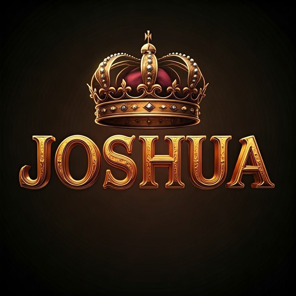 Ornate 3D Gold Lettering With Crown in Digital Art