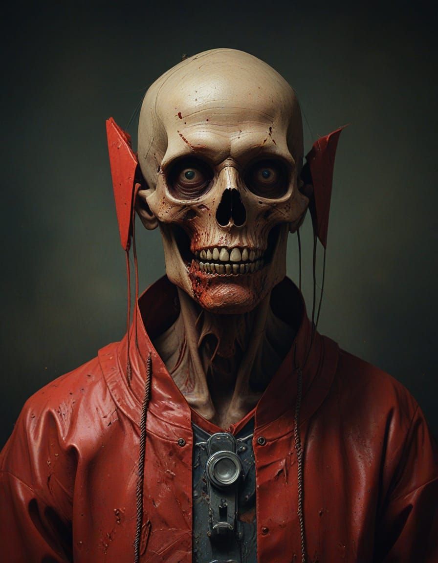 Macabre Crimson Impasto Painting in Deep Color