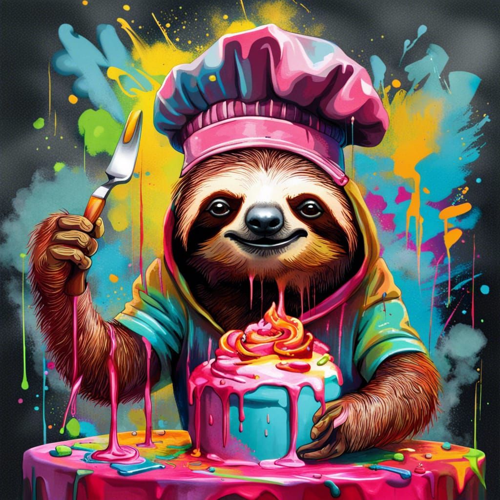 Sloth Chef Baking: Graffiti Splash Art