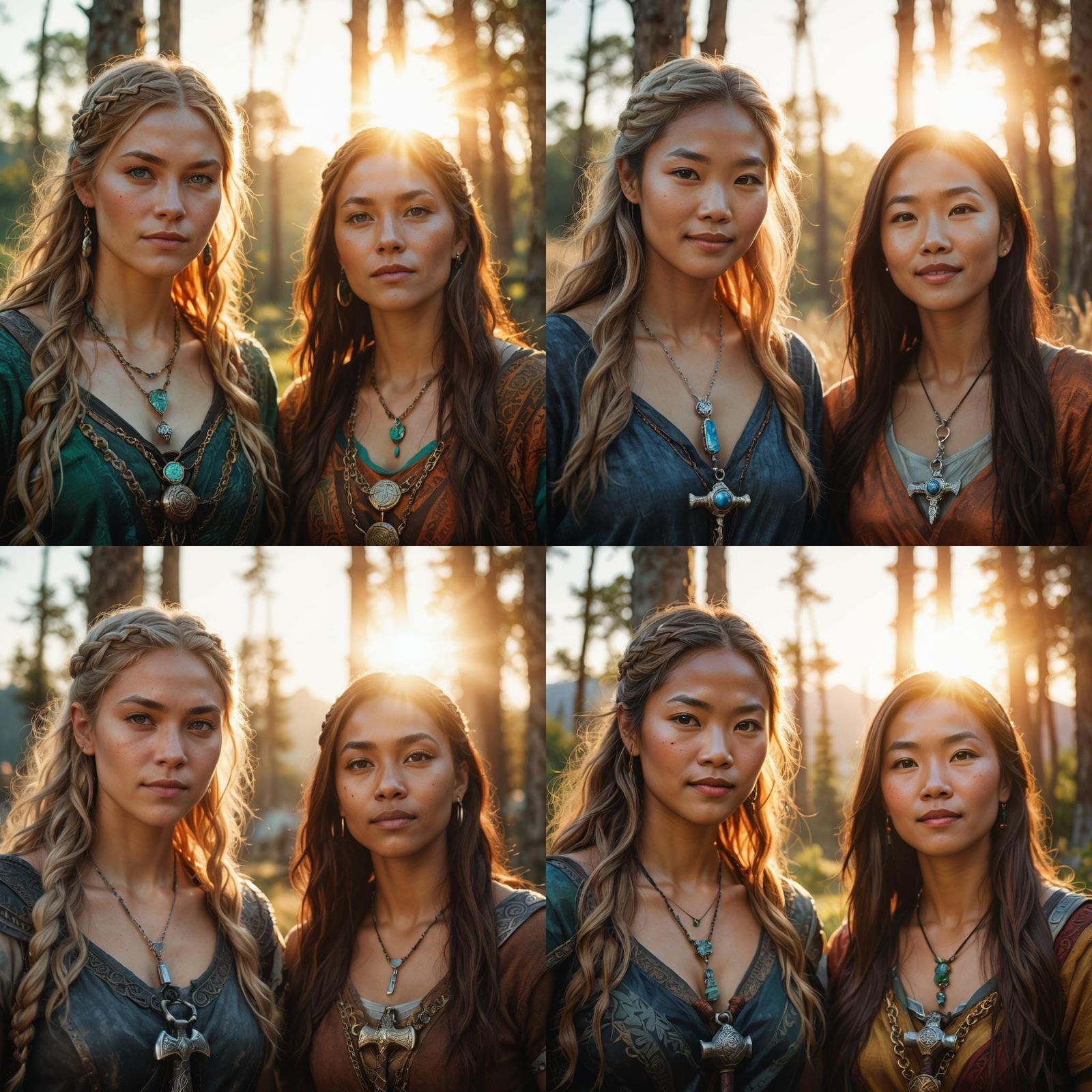 Two Women Hugging Amidst a Majestic Natural Scenery