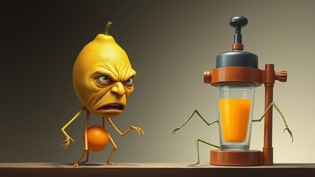 Surreal Citrus Landscape in Distressed Style