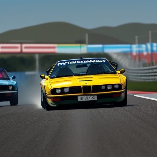 BMW M1 Speeding: Hyperrealistic Oil Painting Concept Art