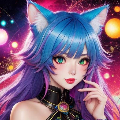 Anime Cat-Eared Girl in Dreamcore Style