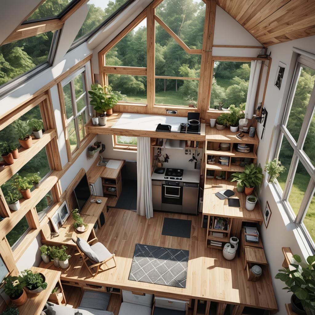 Innovative Tiny House Design with Loft and Foldable Furnitur...