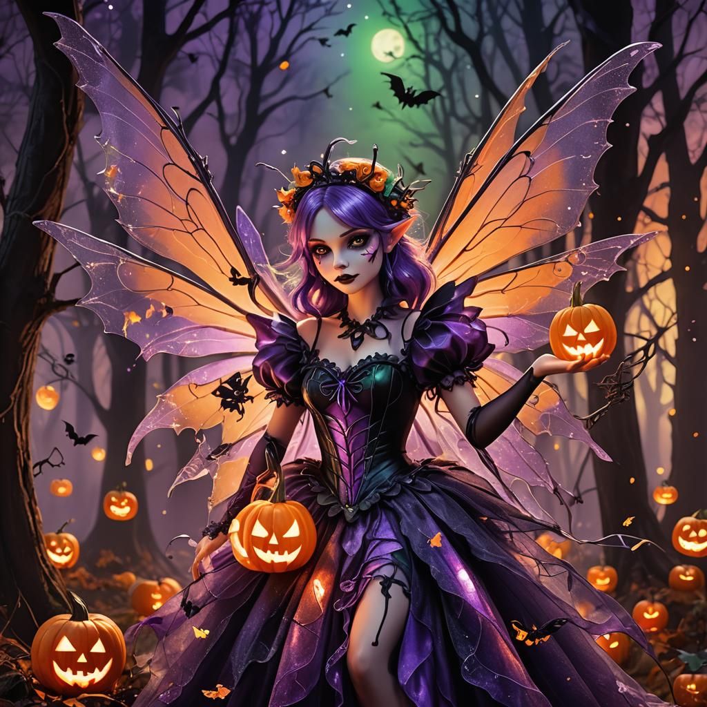 Halloween Fairy in Haunted Forest: Candy Art Style
