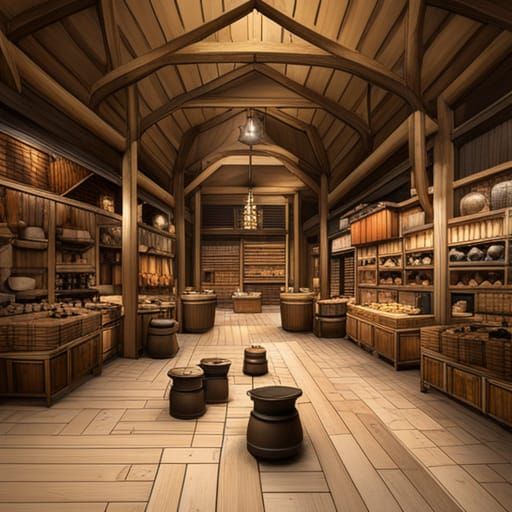 Medieval Goods Market in Detailed Matte Painting