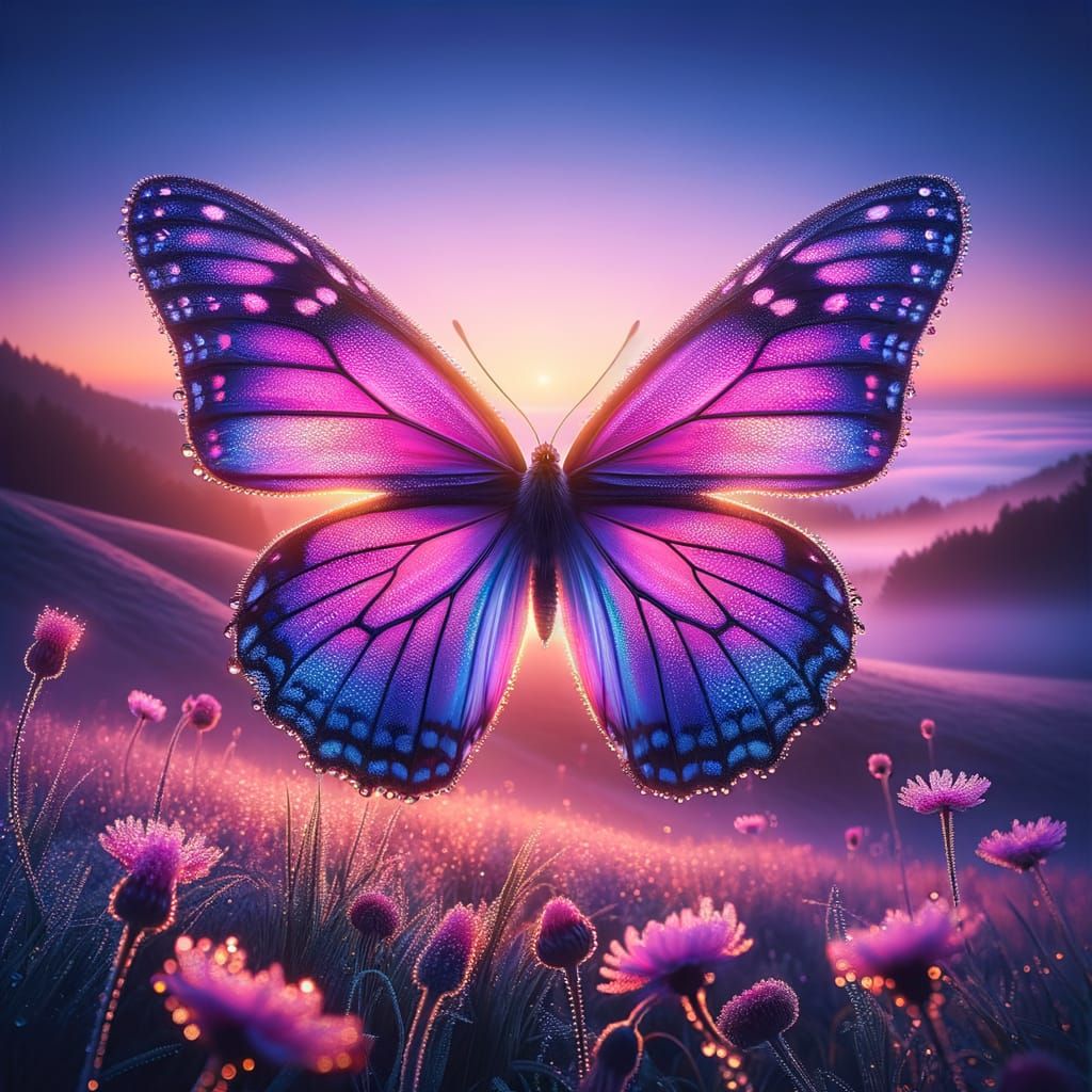 Purple Butterfly in the Dawn Light