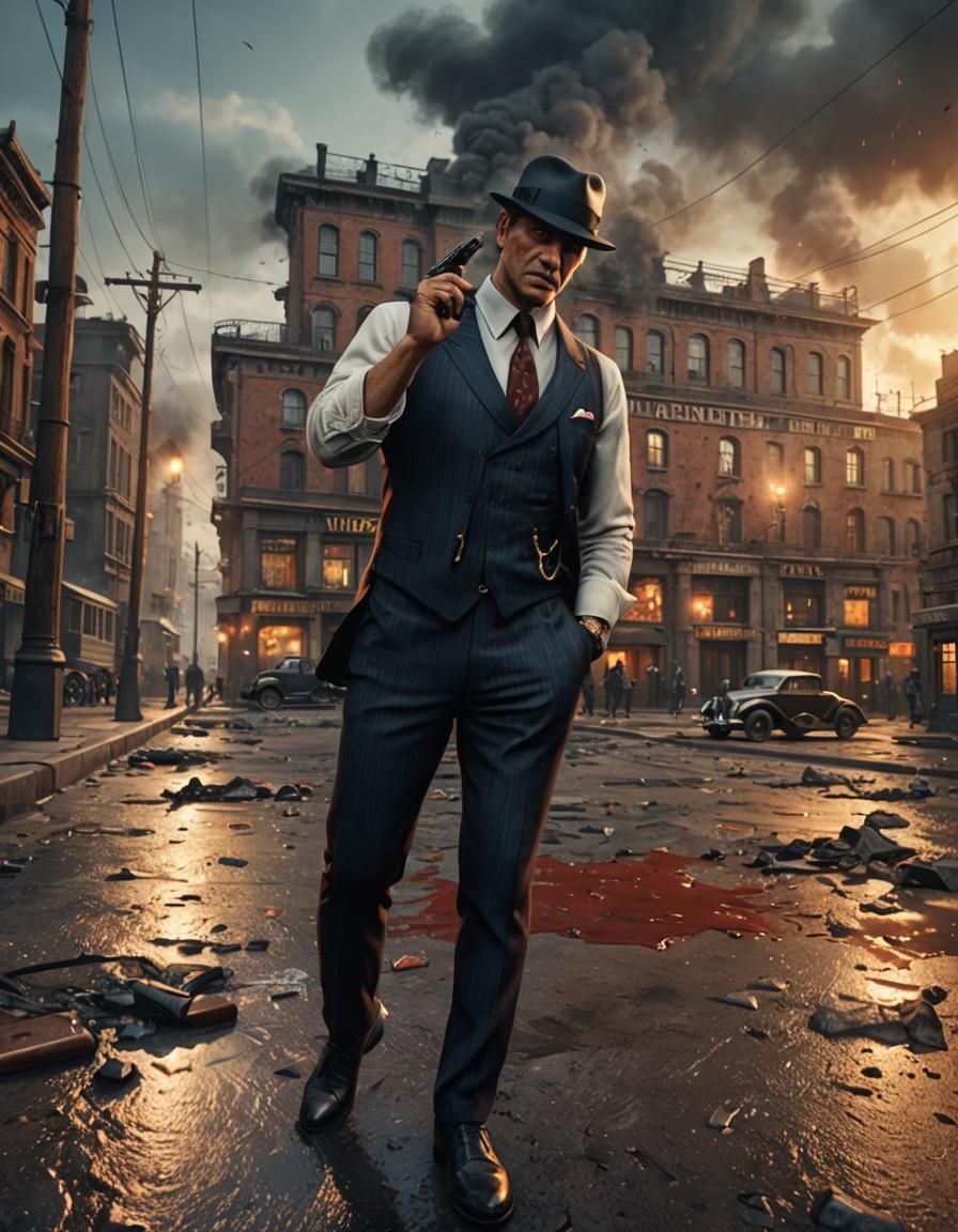 Detailed Mafia Concept Art in Deep Color