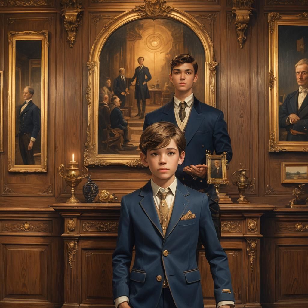 Refined Boy in Rich Room as Matte Painting