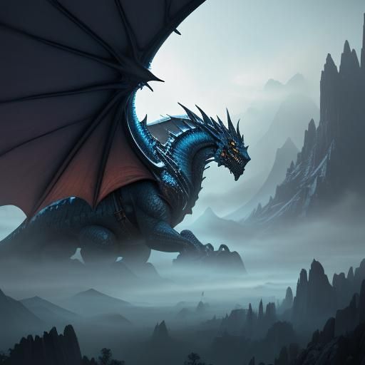 Dragonborn Paladin in Misty Valley: Digital Art