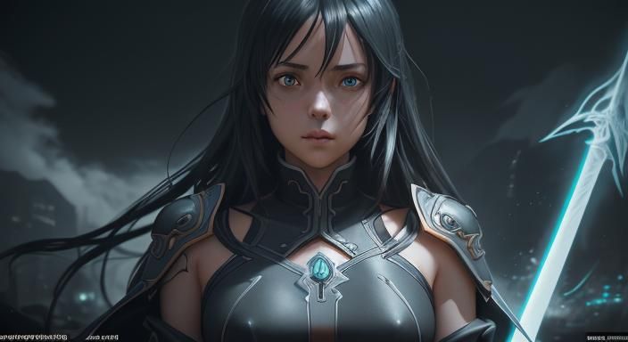 Kirito Portrait: Sword Art Online in Charcoal Style