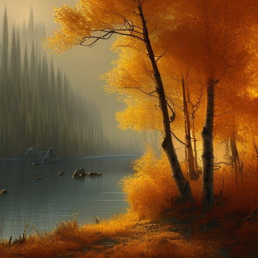 Golden Aspen Forest in High Fantasy Style