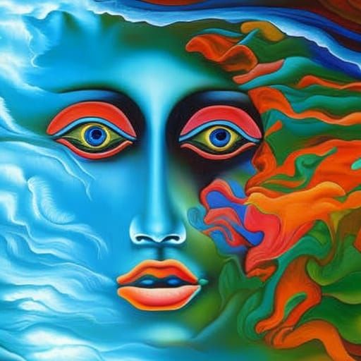 The Face of Water: A Spiritual Naïve Art Piece