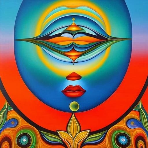 The Face of Water: A Surreal Naive Art Painting