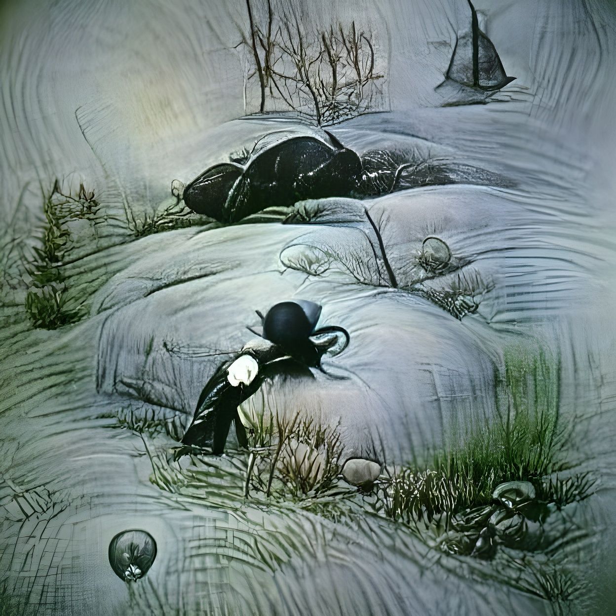 Victorian Goth Cartoon Figure in Tim Burton Style
