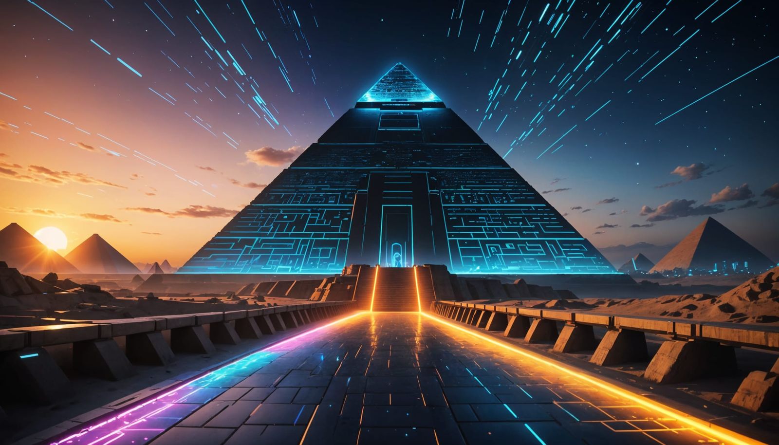 Ancient Futurism: Egyptian Pyramids Meet Cyberpunk Metropoli...