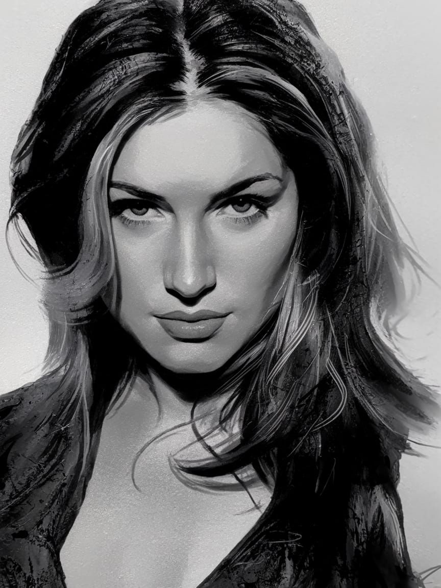 Watercolor Housewife with Pressed Lips