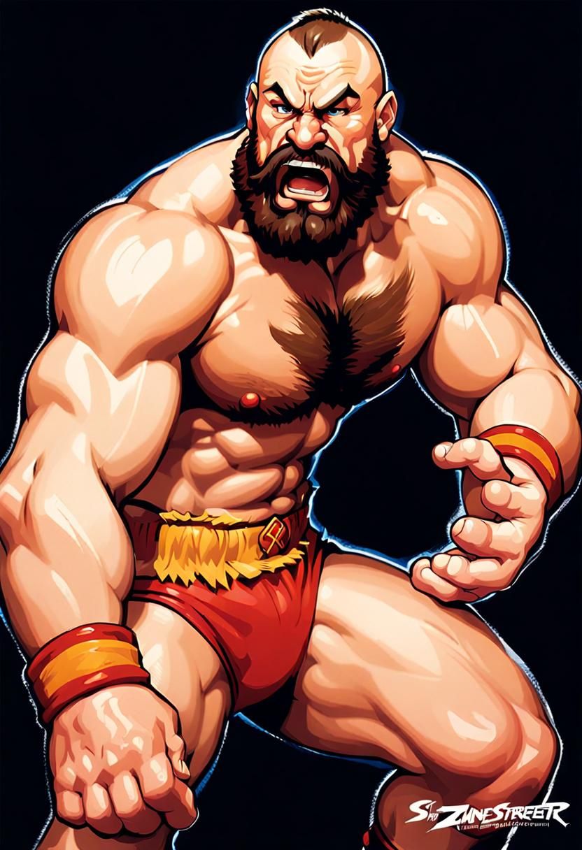 Alexander Karelin as Zangief From  Super Street Fighter 2 ®,Highly Detailed Concept Art Visual Cinematography Depth Effe...