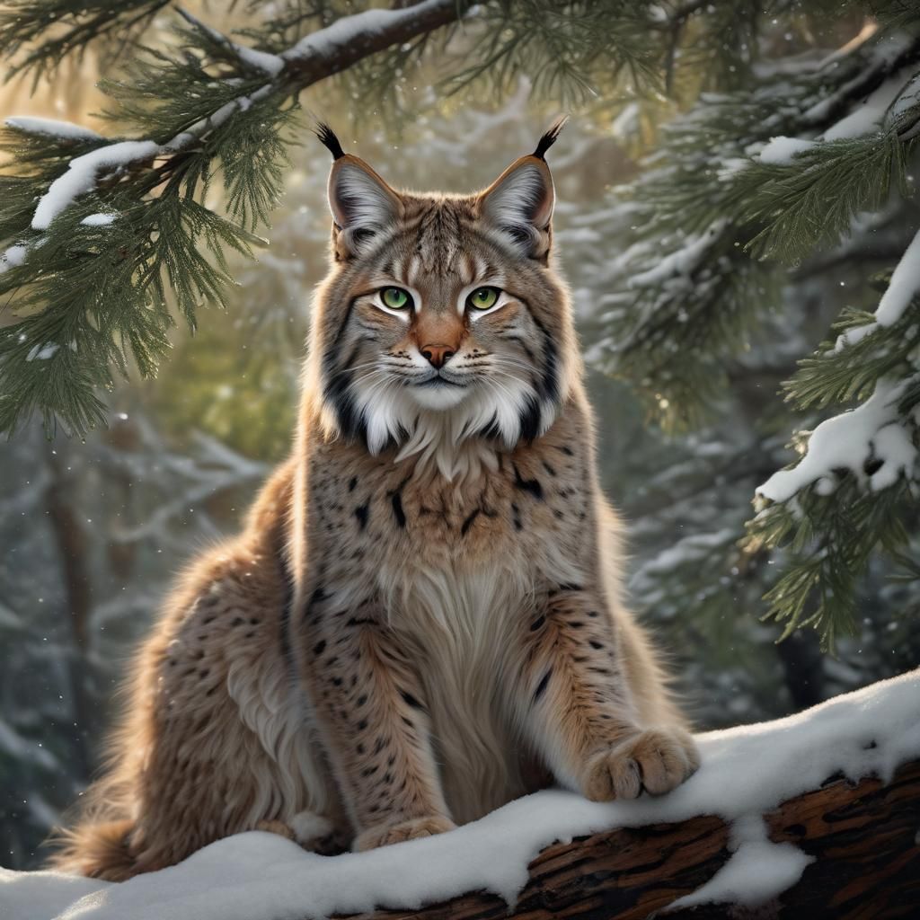 Lynx in Winter Snowfall: Ethereal Landscape
