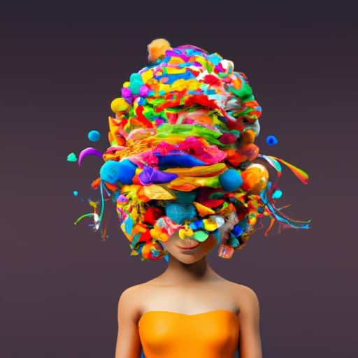 Fantastical Woman Made of Colorful Gradient Materials