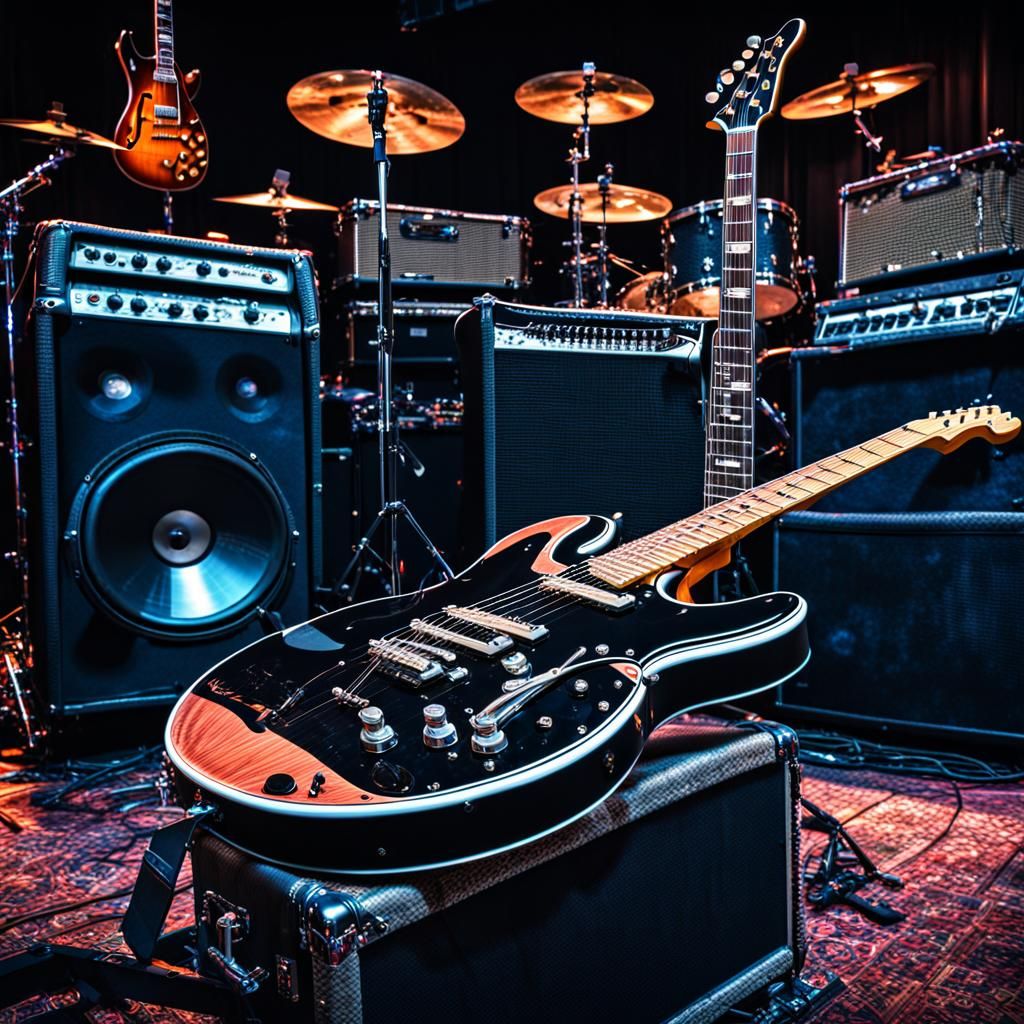 Hyperrealistic Rock N Roll Music Scene