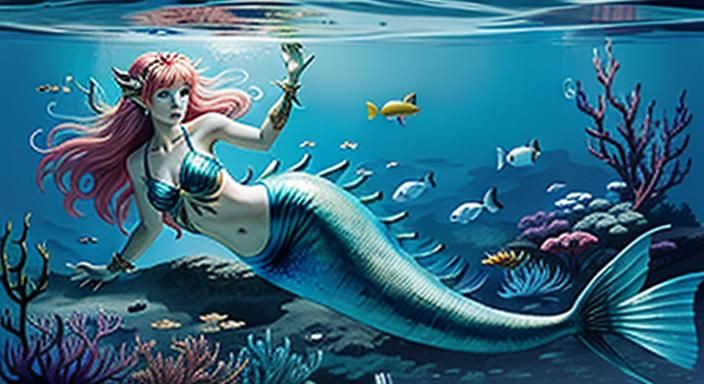 Biopunk Mermaid Goddess in a Futuristic Style