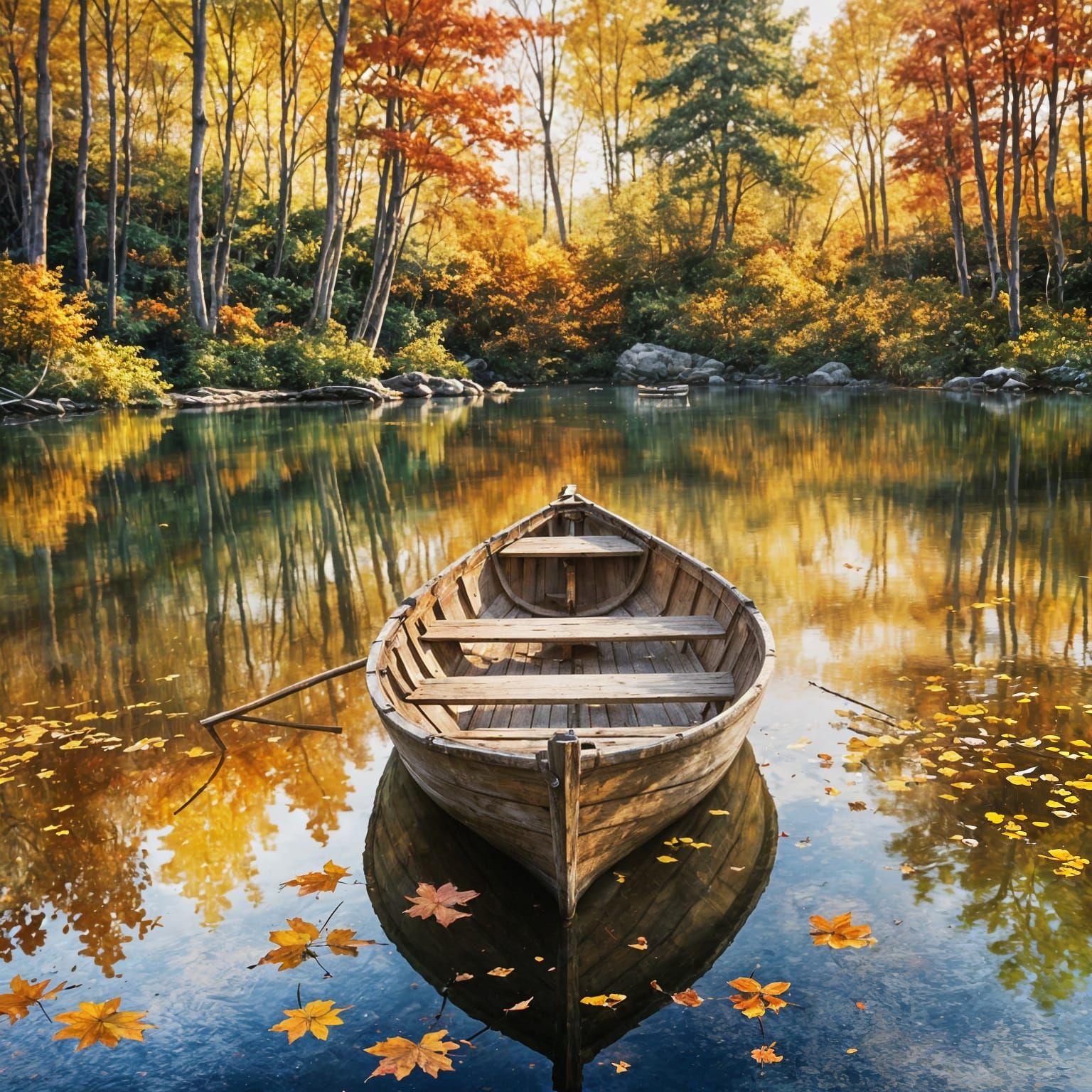 Autumn Lakeside Sunset: Watercolor and Alcohol Ink Art