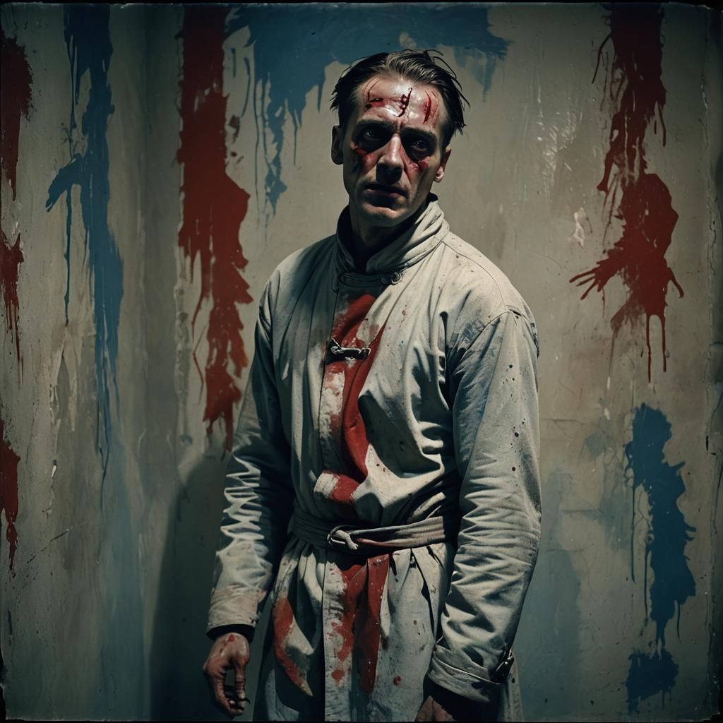 Eerie Mental Asylum Ward in German Expressionist Style