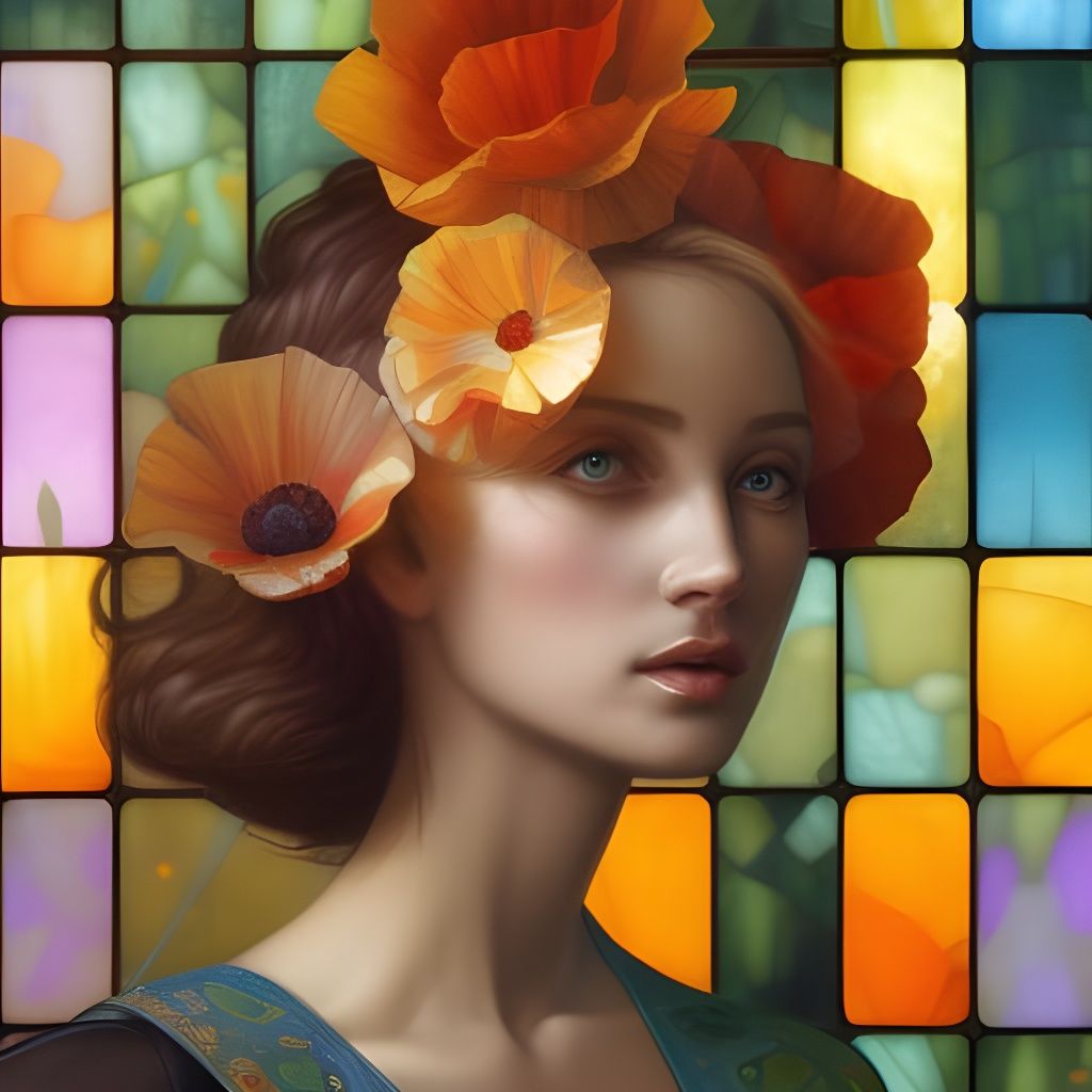 Poppies and Stained Glass in Golden Ratio