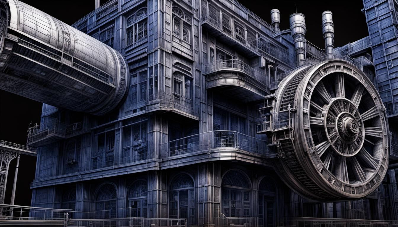 Detailed Hyper-Realistic Blueprint Illustration with Gothic ...