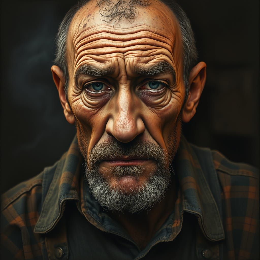 Weathered Coal Miner in Gritty Realism Style