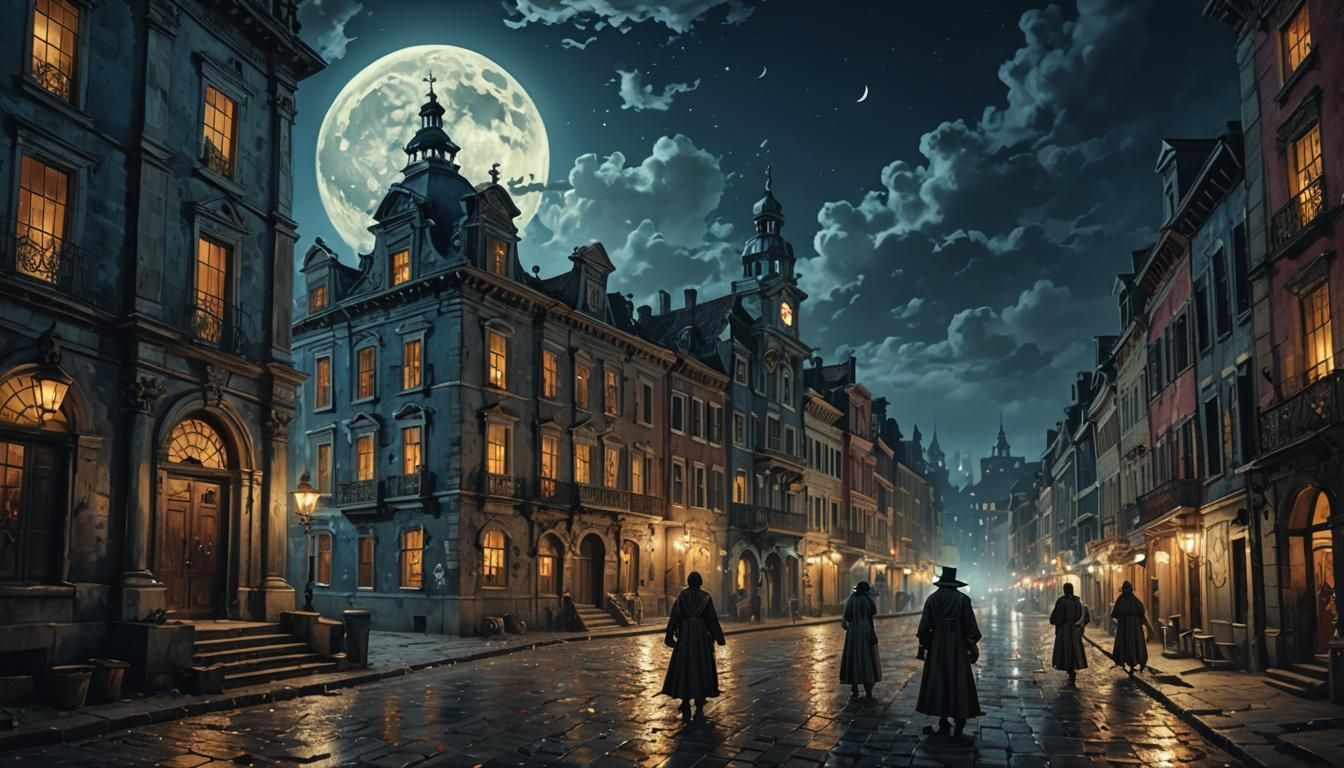Ghosts in 18th Century City at Night