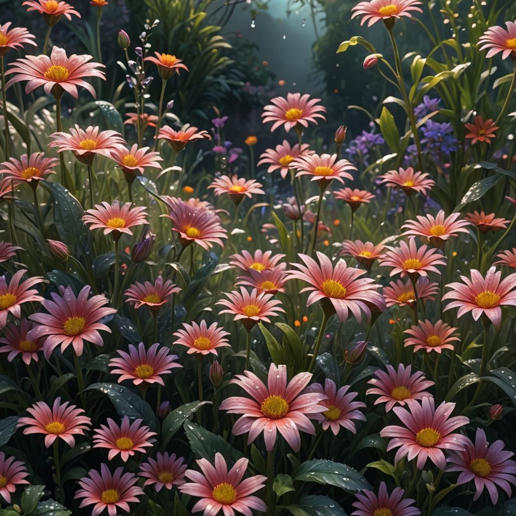 Morning Dew on Flowers: Fantasy Concept Art