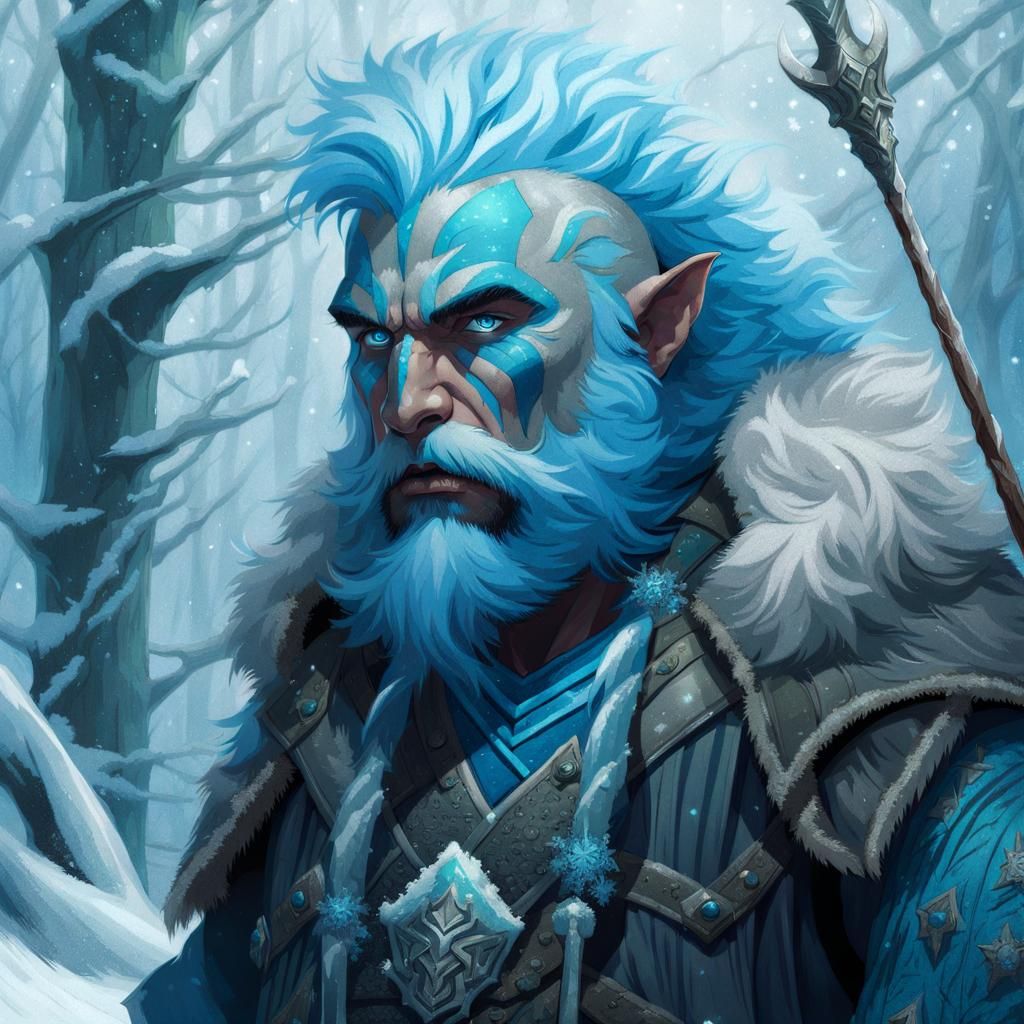 Orc Druid in Winter Forest, Warhammer Art