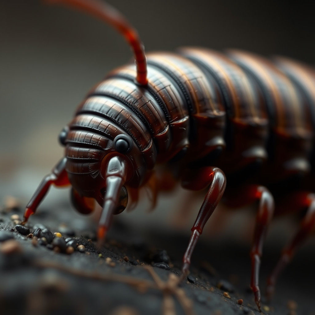 Hyperrealistic Millipede Close-Up in HDR