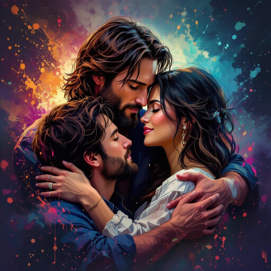 Jesus Embraces Man And Woman In Hyperrealistic Art