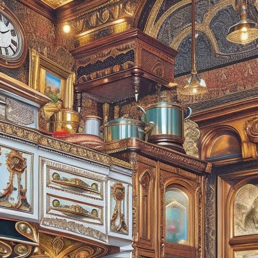 Antique Elaborate Range Cooker in Photorealistic 3D