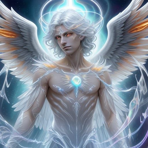 Celestial Archangel in Iridescent Aura