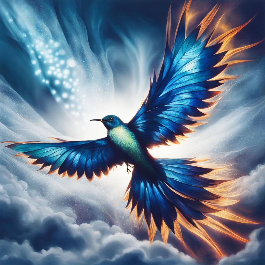 Surreal Child's Drawing with Luminous Fairy